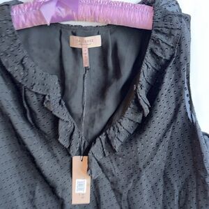 Rebecca Taylor Black Ruffle Blouse